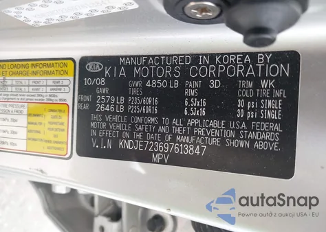 2009 Kia Sportage Ex V6 из США, поврежденный, VIN KNDJE723697613847